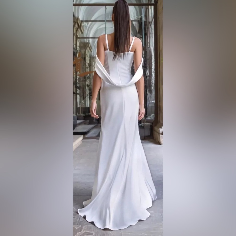 Nadine Merabi Jessica White Maxi Dress Size S Small Side Slit Sleeveless Gown - Picture 3 of 12
